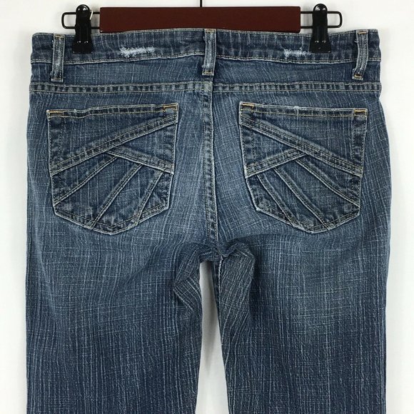 Aeropostale Womens Sz 5/6 Stretch Flare Blue Destressed Denim Jeans Inseam 29" - Picture 7 of 12